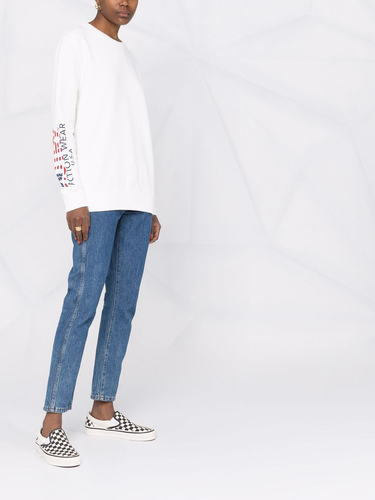 Shop Autry Logo Cotton Sweatshirt In White