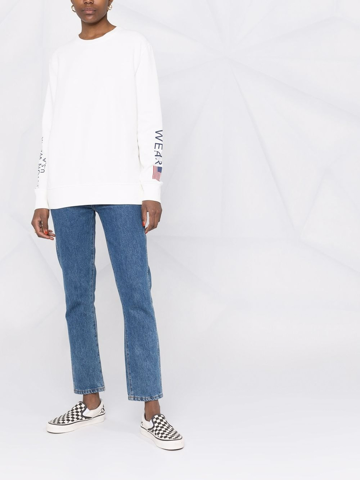 Shop Autry Logo Cotton Sweatshirt In White