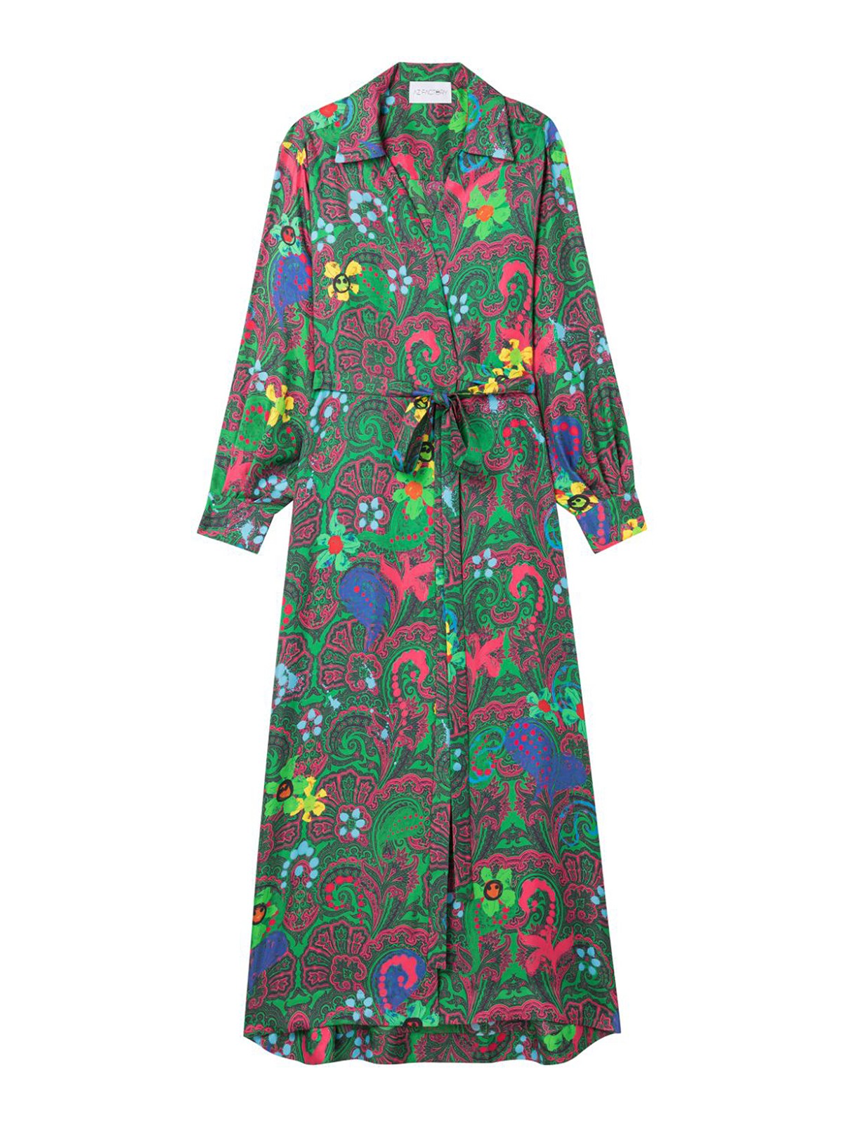 Shop Az Factory Paisley Print Long Wrap Dress In Verde