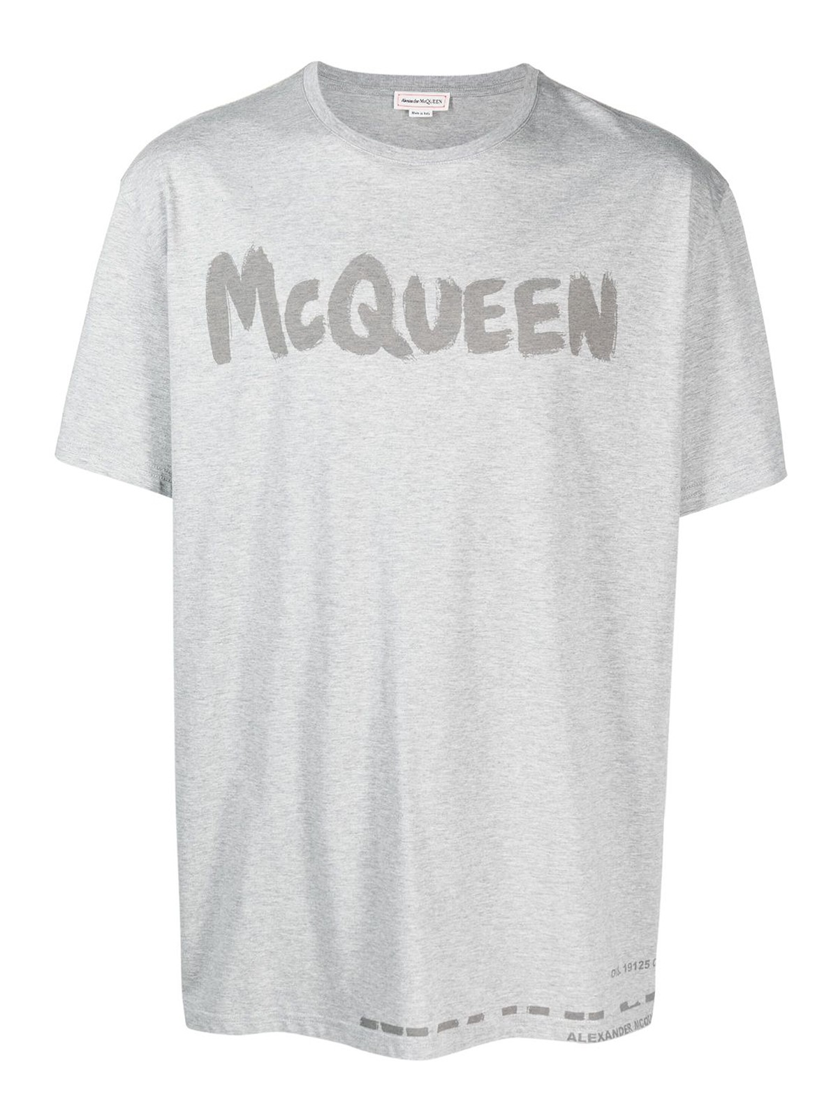 Alexander Mcqueen Graffiti Organic Cotton T-shirt In Grey