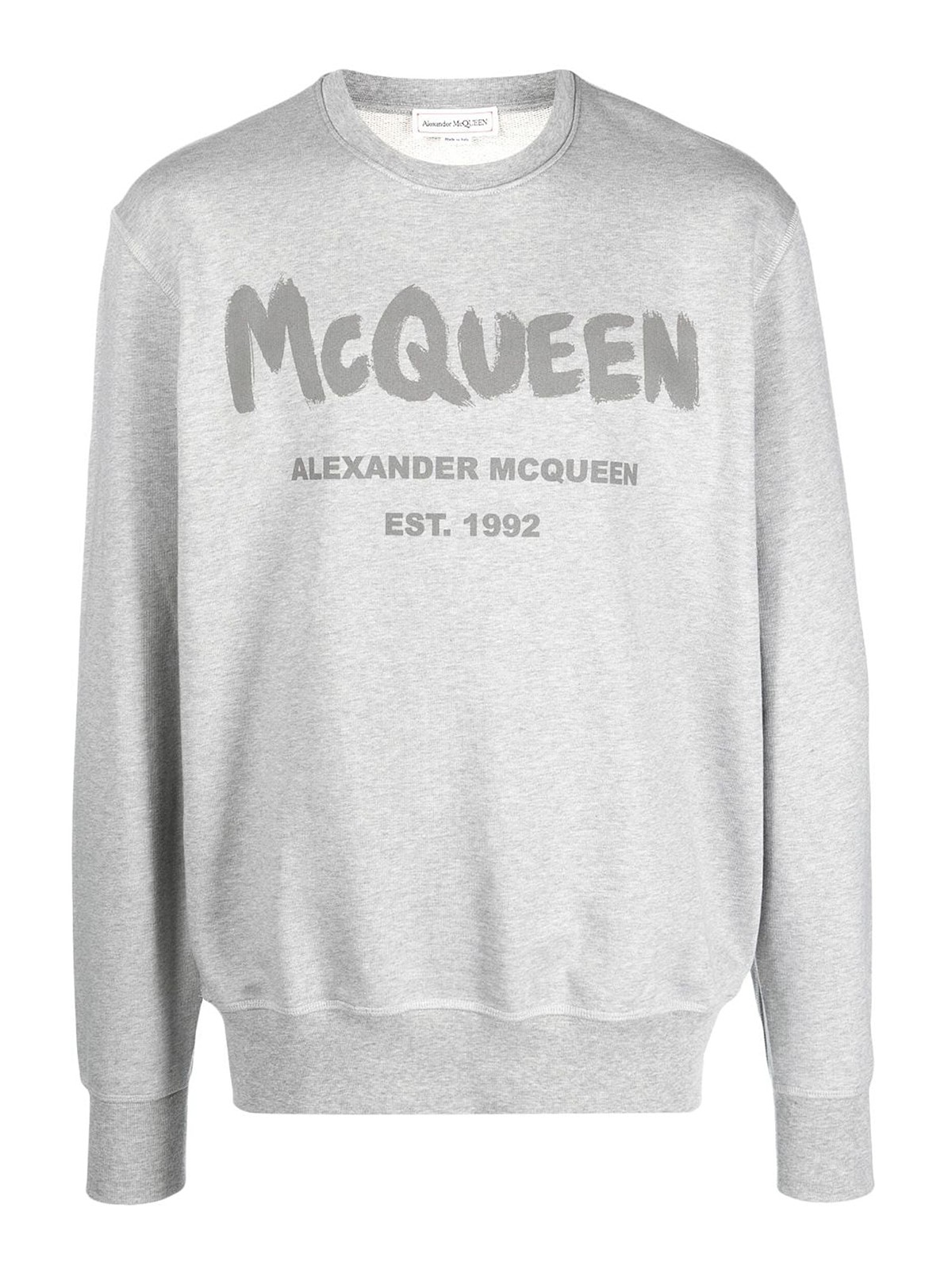 Shop Alexander Mcqueen Graffiti Organic Cotton Sweatshirt In Gris