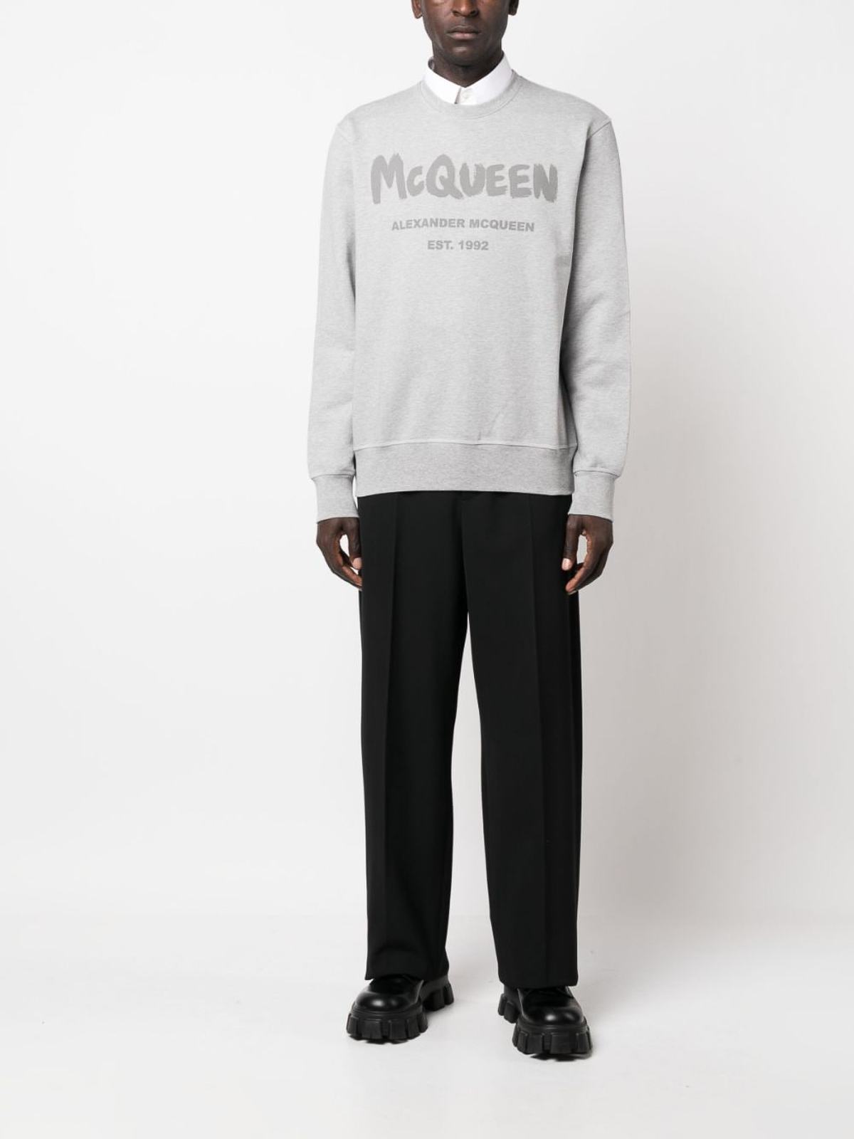 Shop Alexander Mcqueen Graffiti Organic Cotton Sweatshirt In Gris