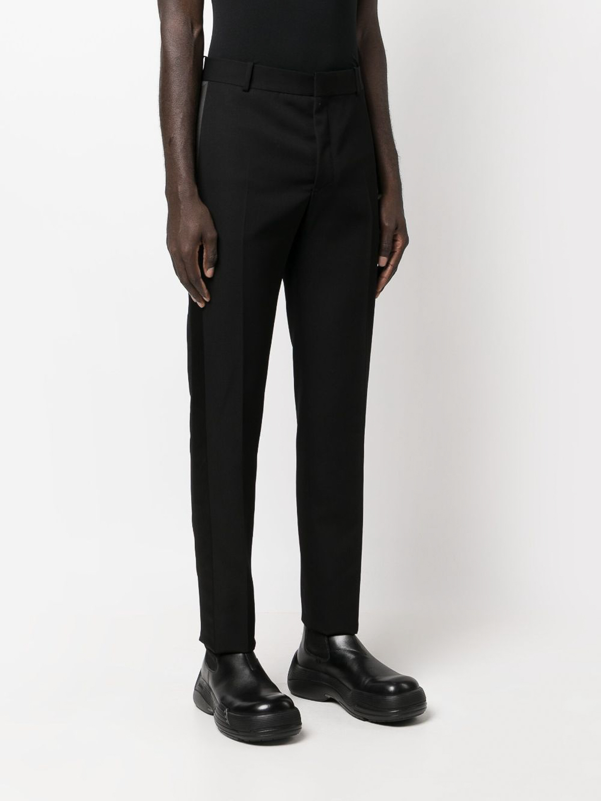 Shop Alexander Mcqueen Wool Trousers In Black