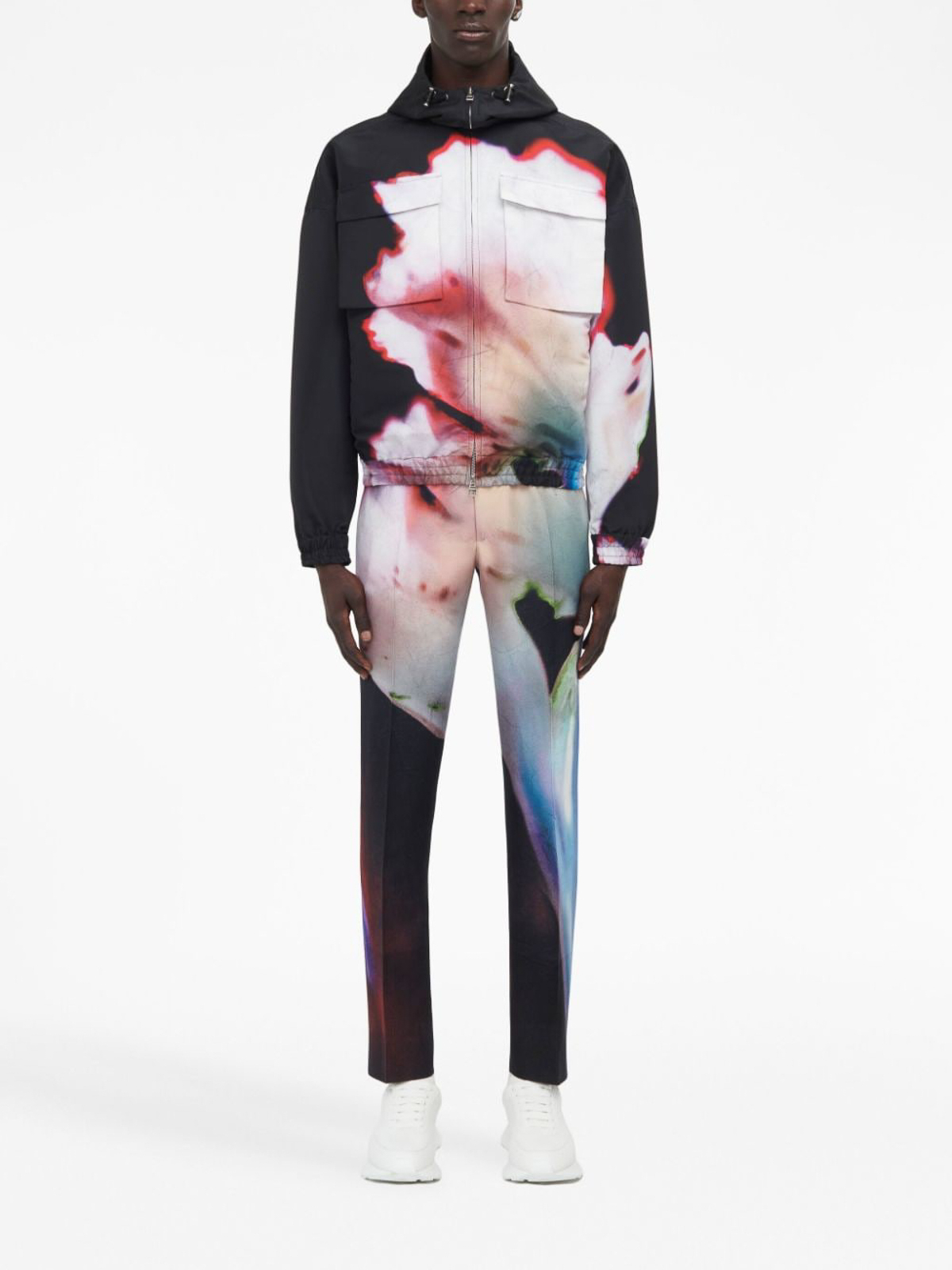 Shop Alexander Mcqueen Floral Print Windbreaker Jacket In Multicolor