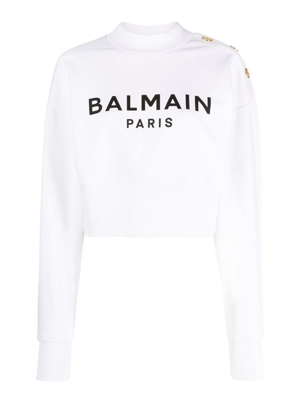 Shop Balmain Logo Cotton Sweatshirt In White