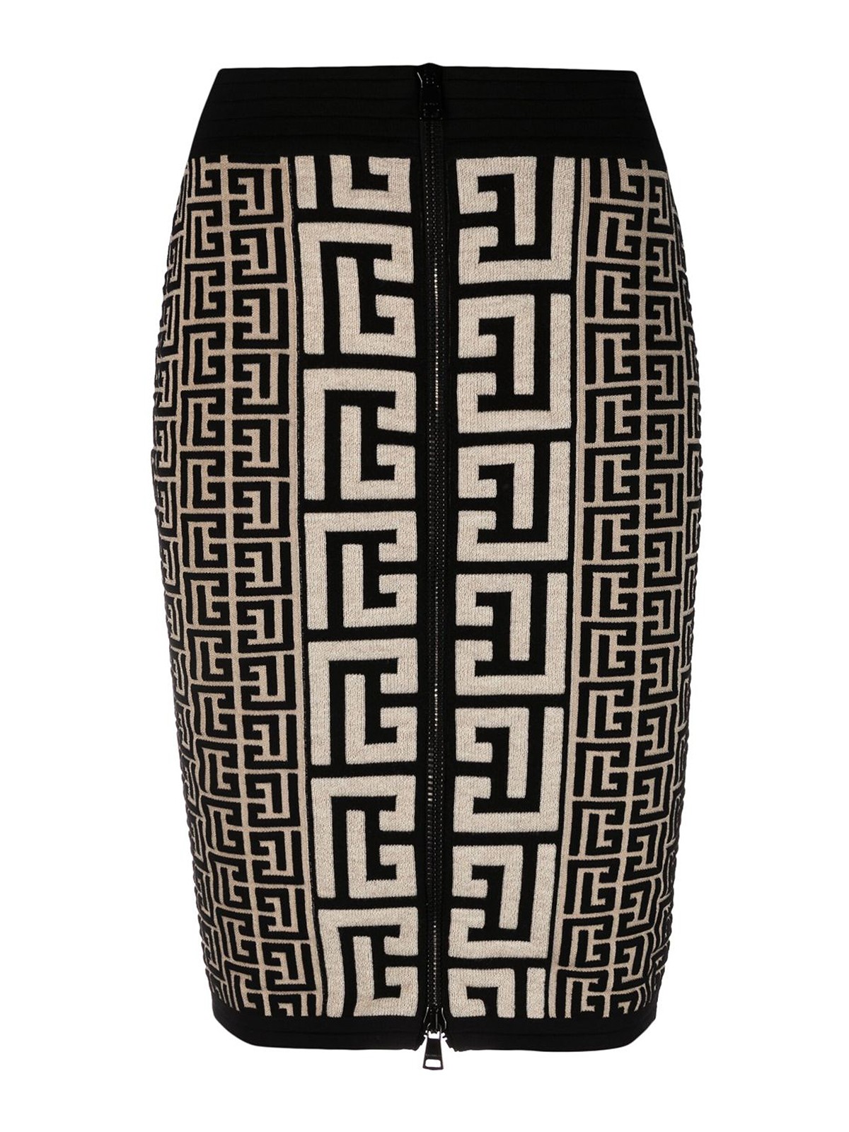 Shop Balmain Monogram High Waist Skirt In Black