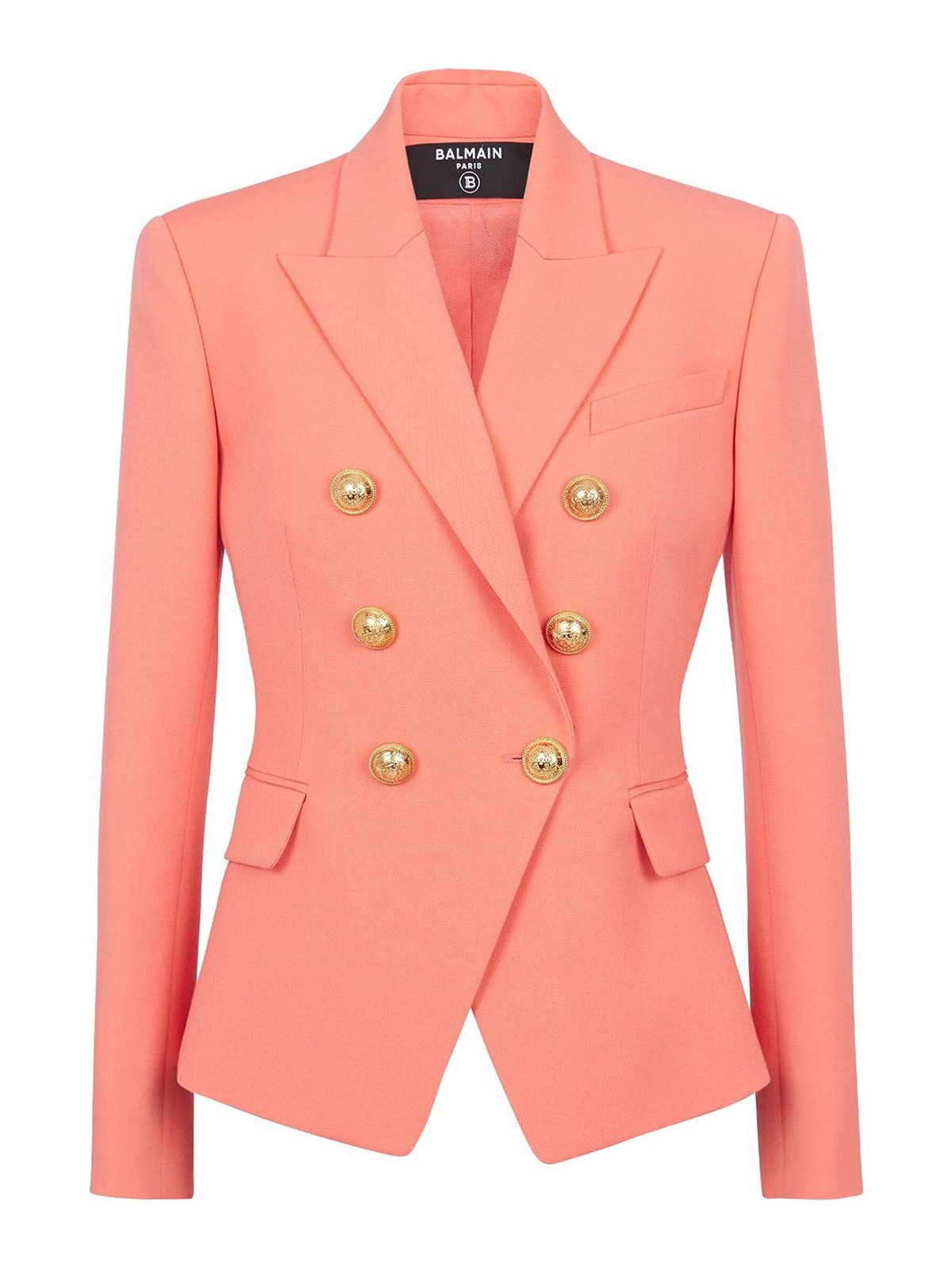 Balmain Double-breasted Wool Blazer In Color Carne Y Neutral