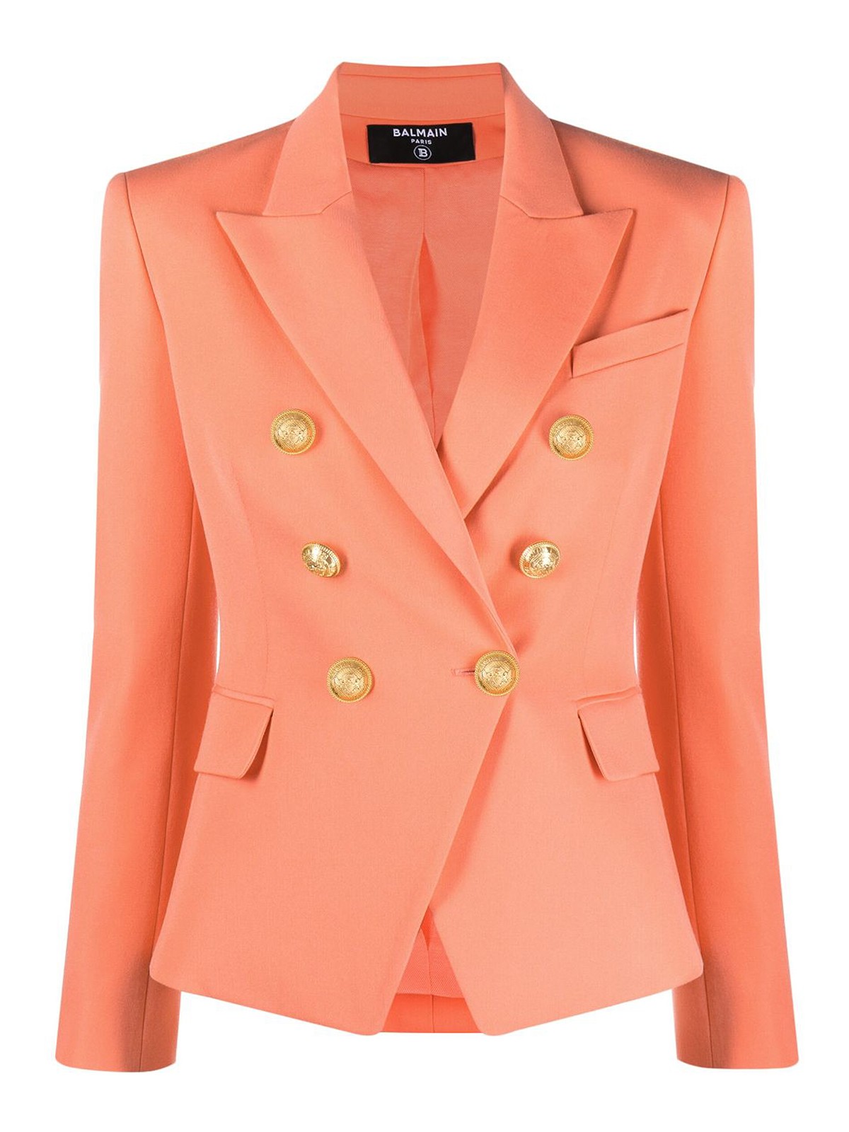 Shop Balmain Double Breasted Wool Jacket In Color Carne Y Neutral