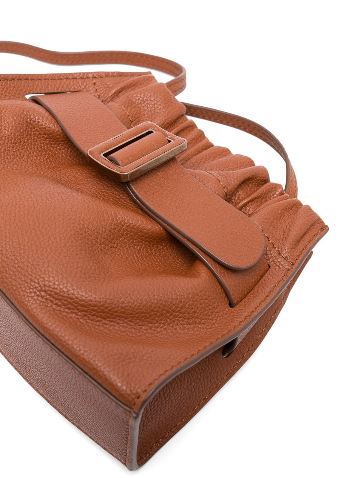 Shop Boyy Square Scrunchy Soft Leather Crossbody Bag In Marrón