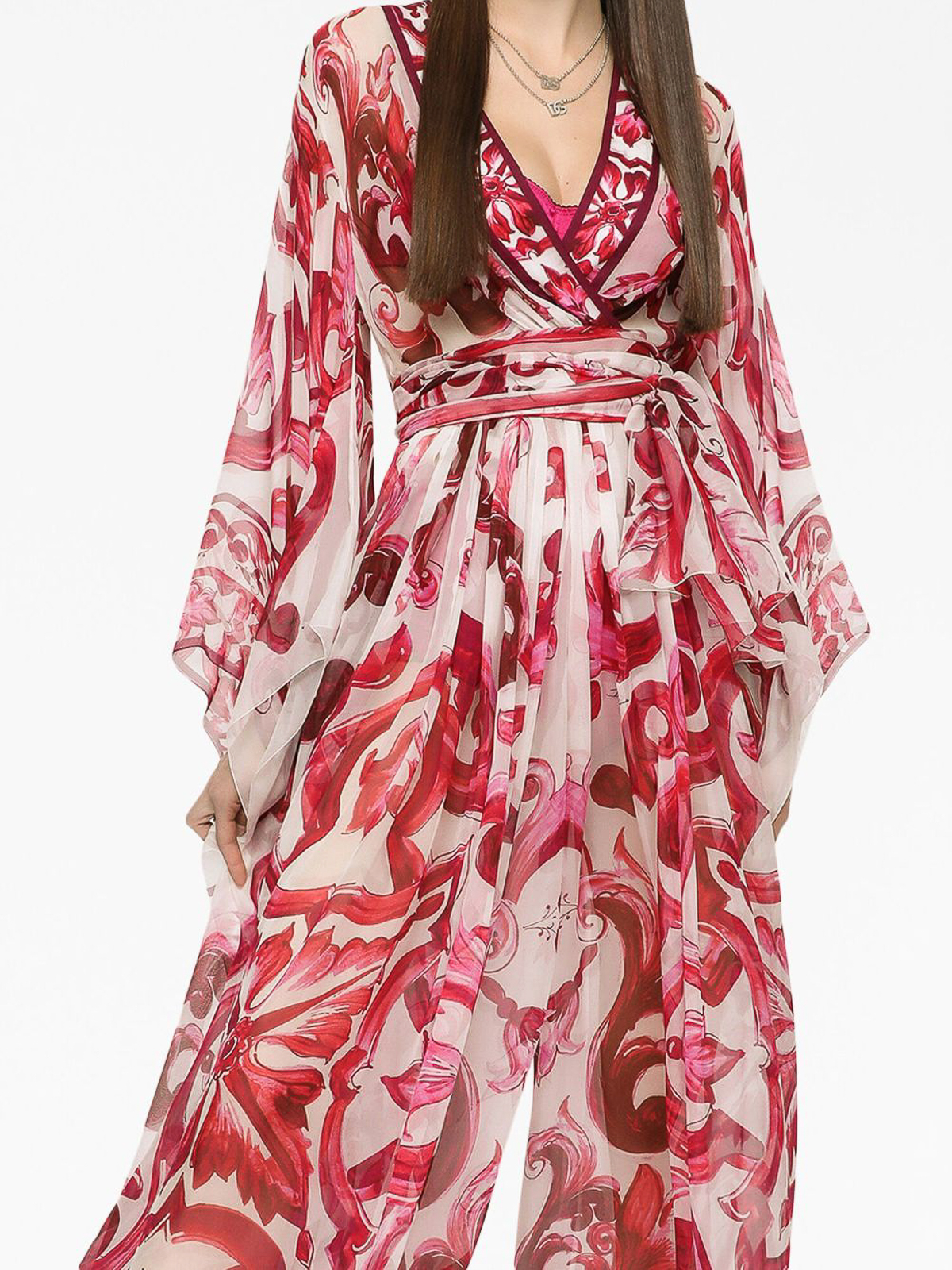 Dolce & Gabbana Majolica print silk long dress