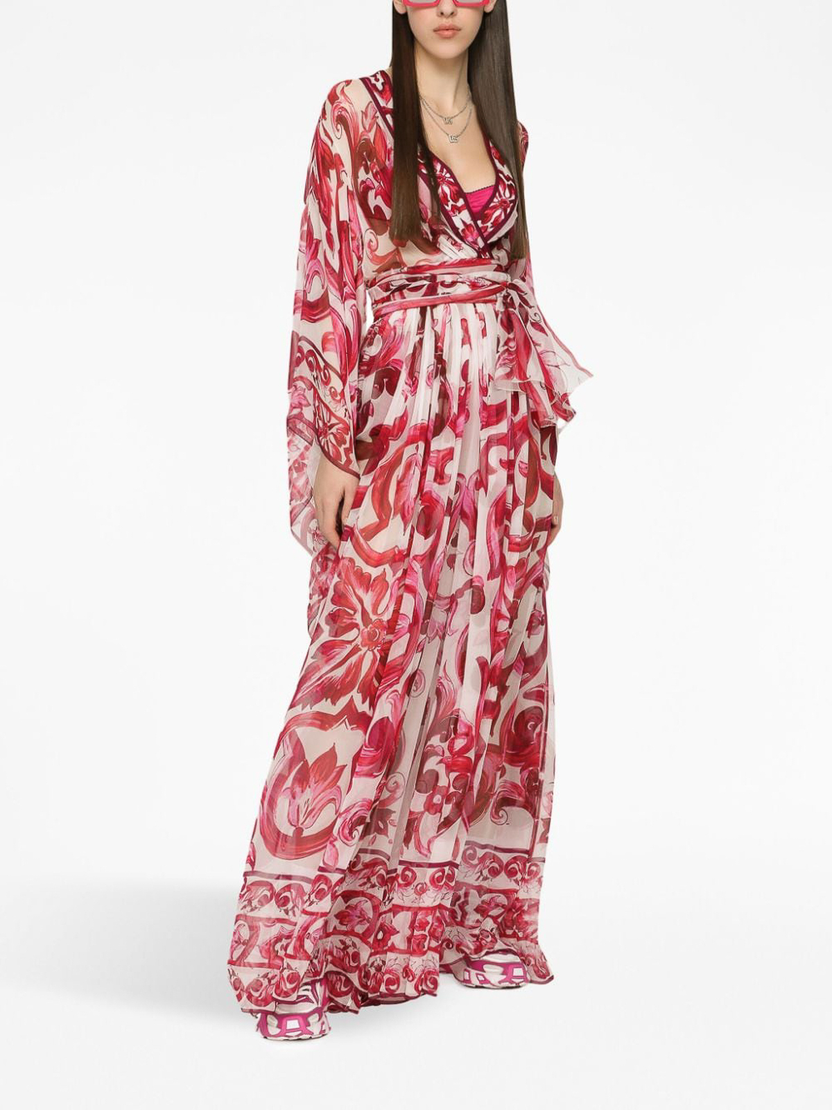 Dolce & Gabbana Majolica print silk long dress