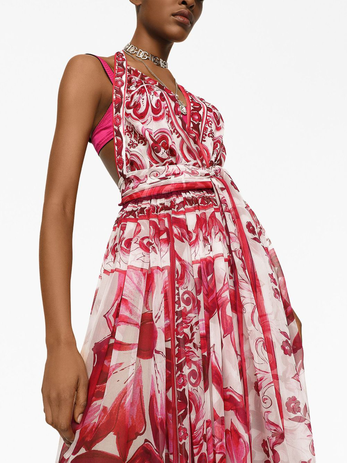 DOLCE & GABBANA - Majolica Print Silk Midi Dress Dolce & Gabbana
