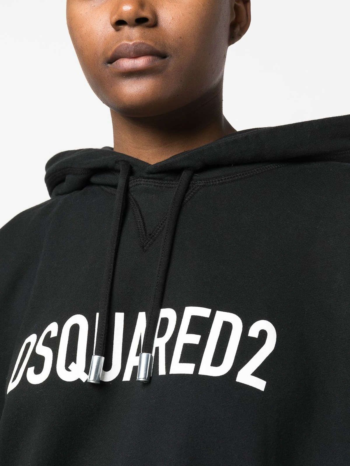 Shop Dsquared2 Logo Print Hooded Dress In Negro