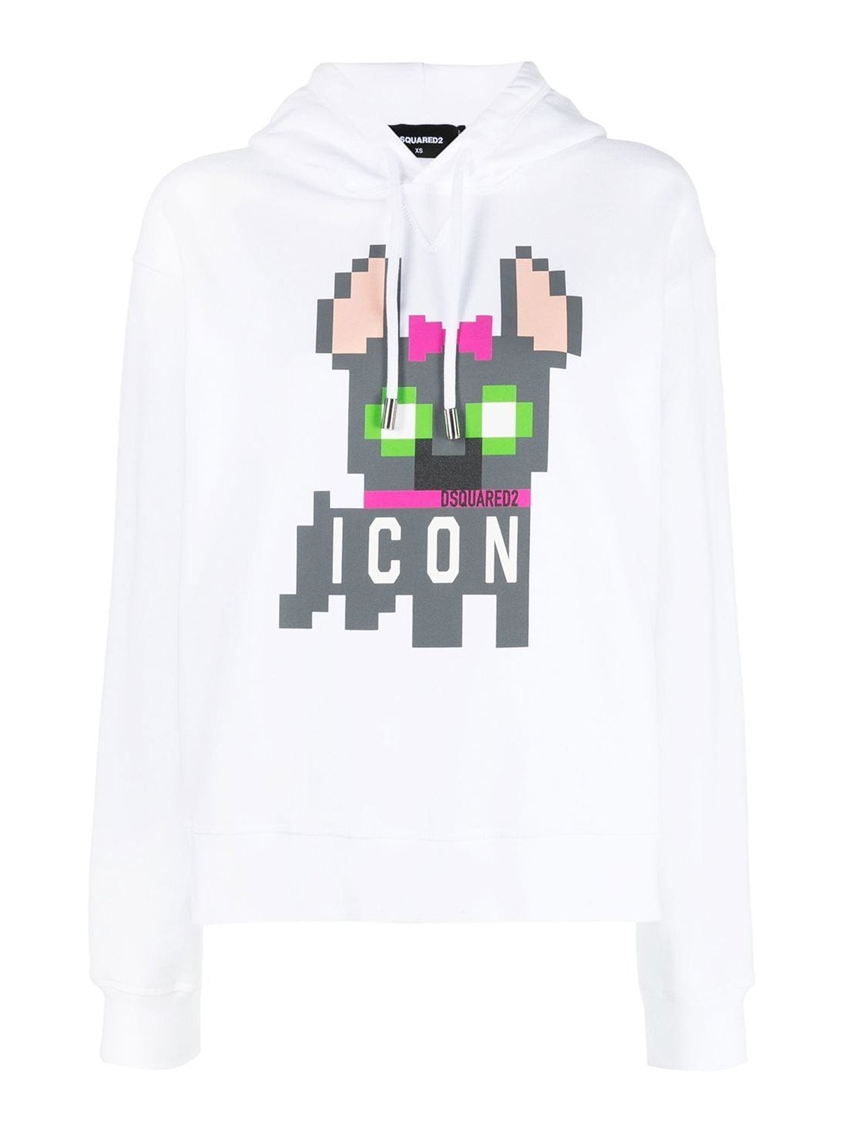 Dsquared2 Icon Pixelated-print Hoodie In Blanco
