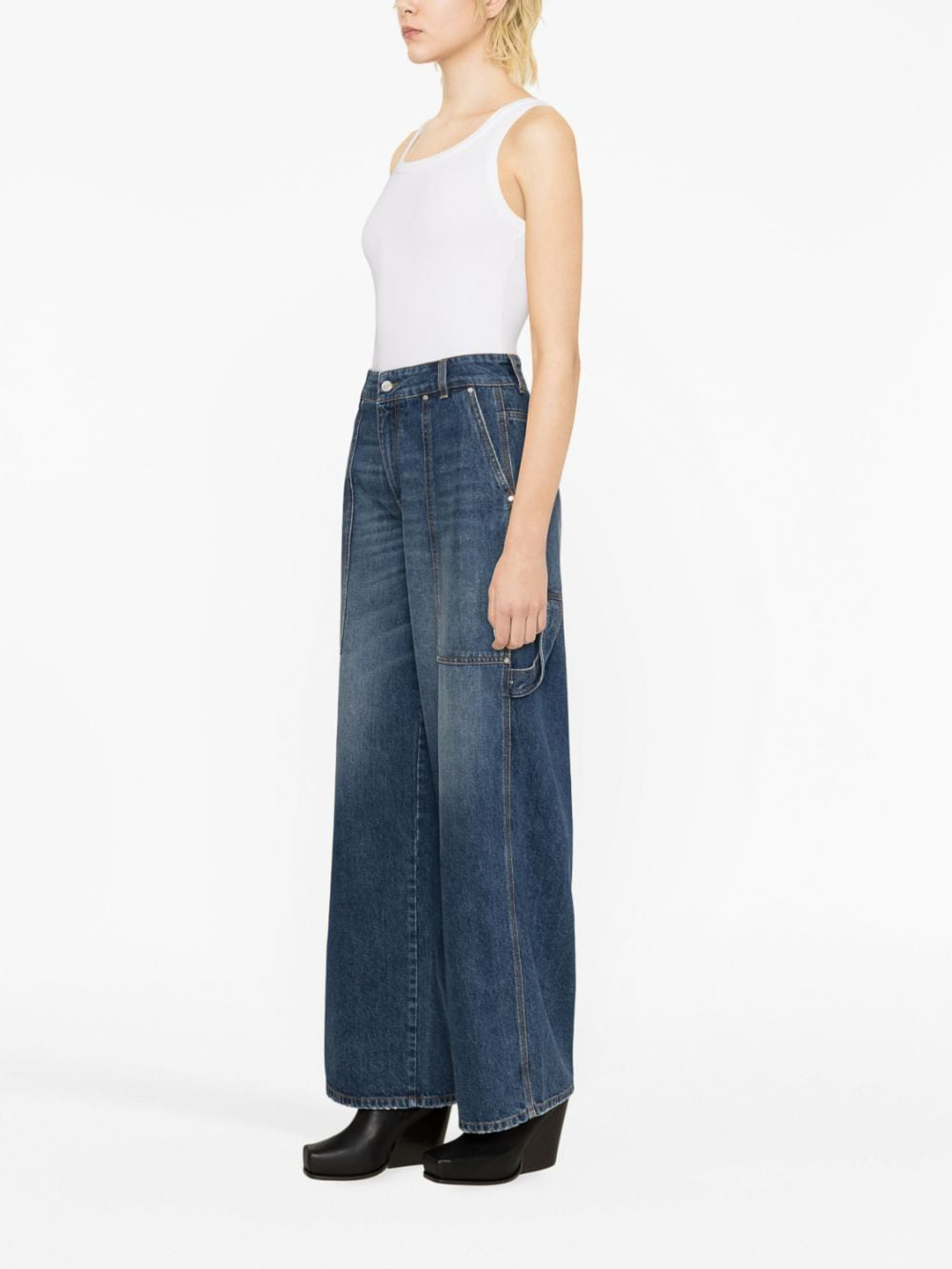 Shop Stella Mccartney Wide Leg Denim Jeans In Azul