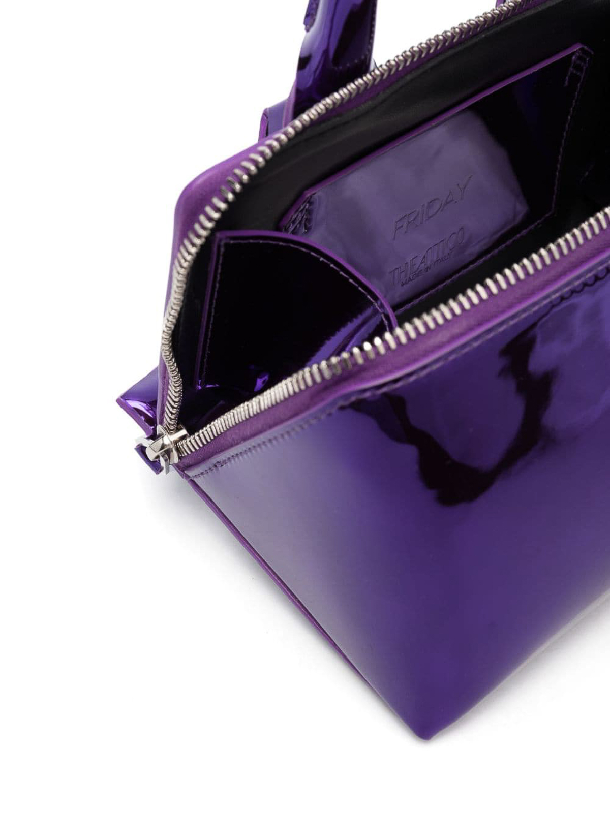 Shop Attico Friday Laminated Crossbody Bag In Purple