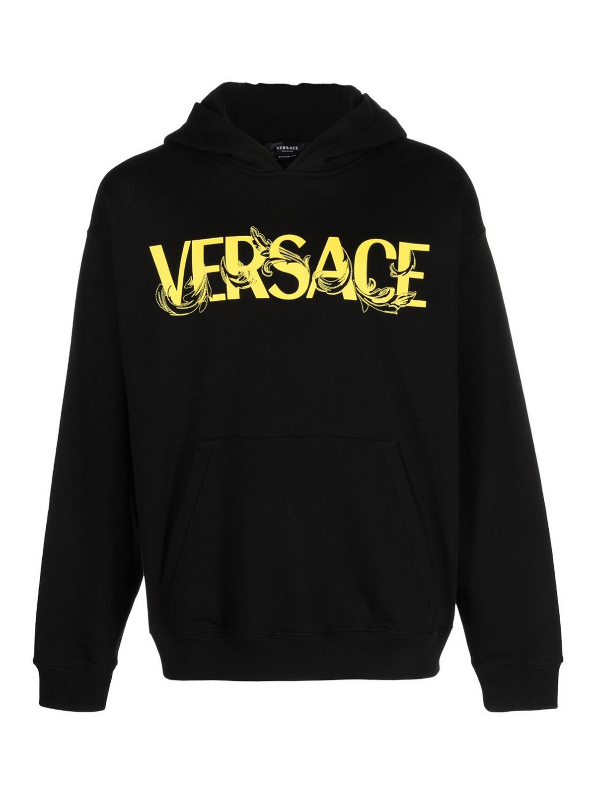 Shop Versace Logo Fleece Hoodie In Black