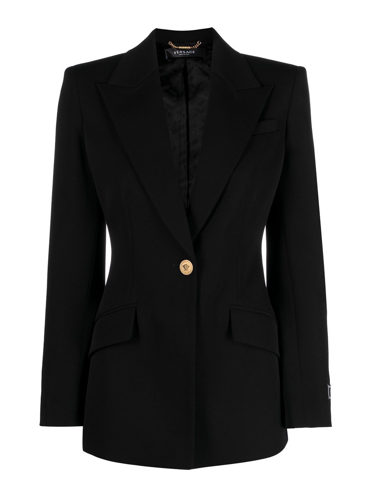 Shop Versace Single-breasted Wool Jacket In Black