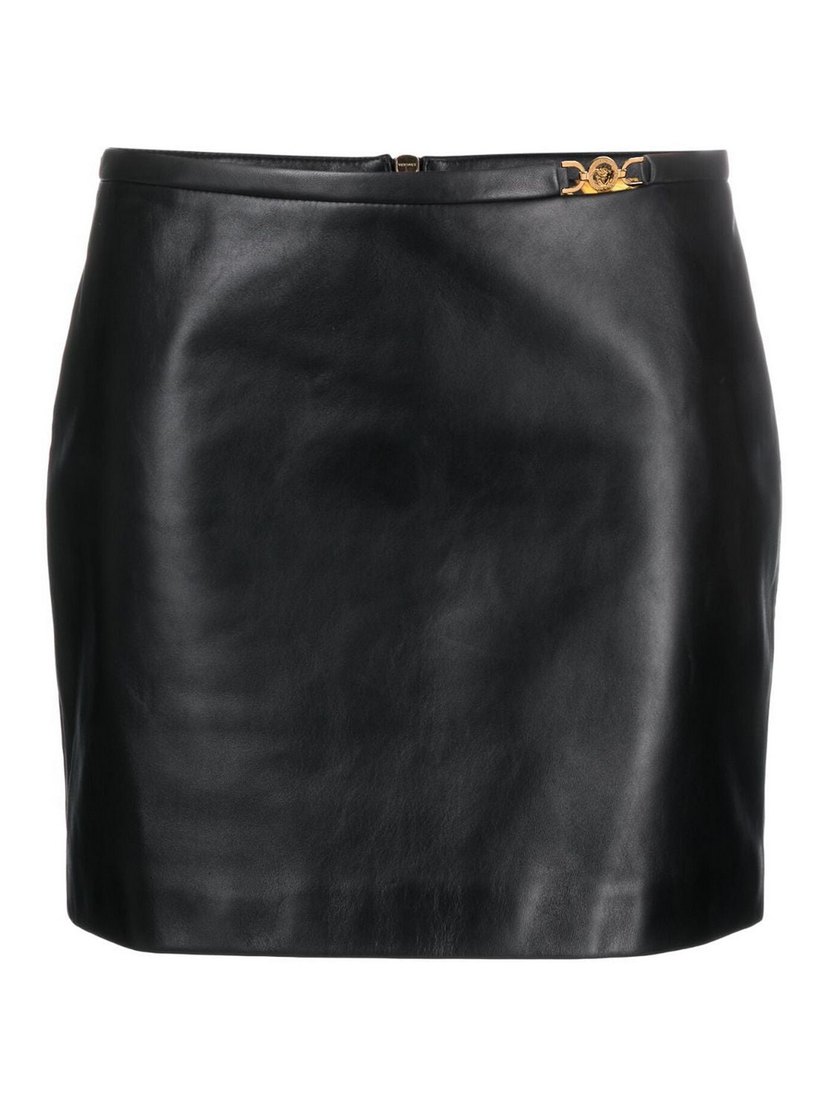 Shop Versace Leather Mini Skirt In Negro