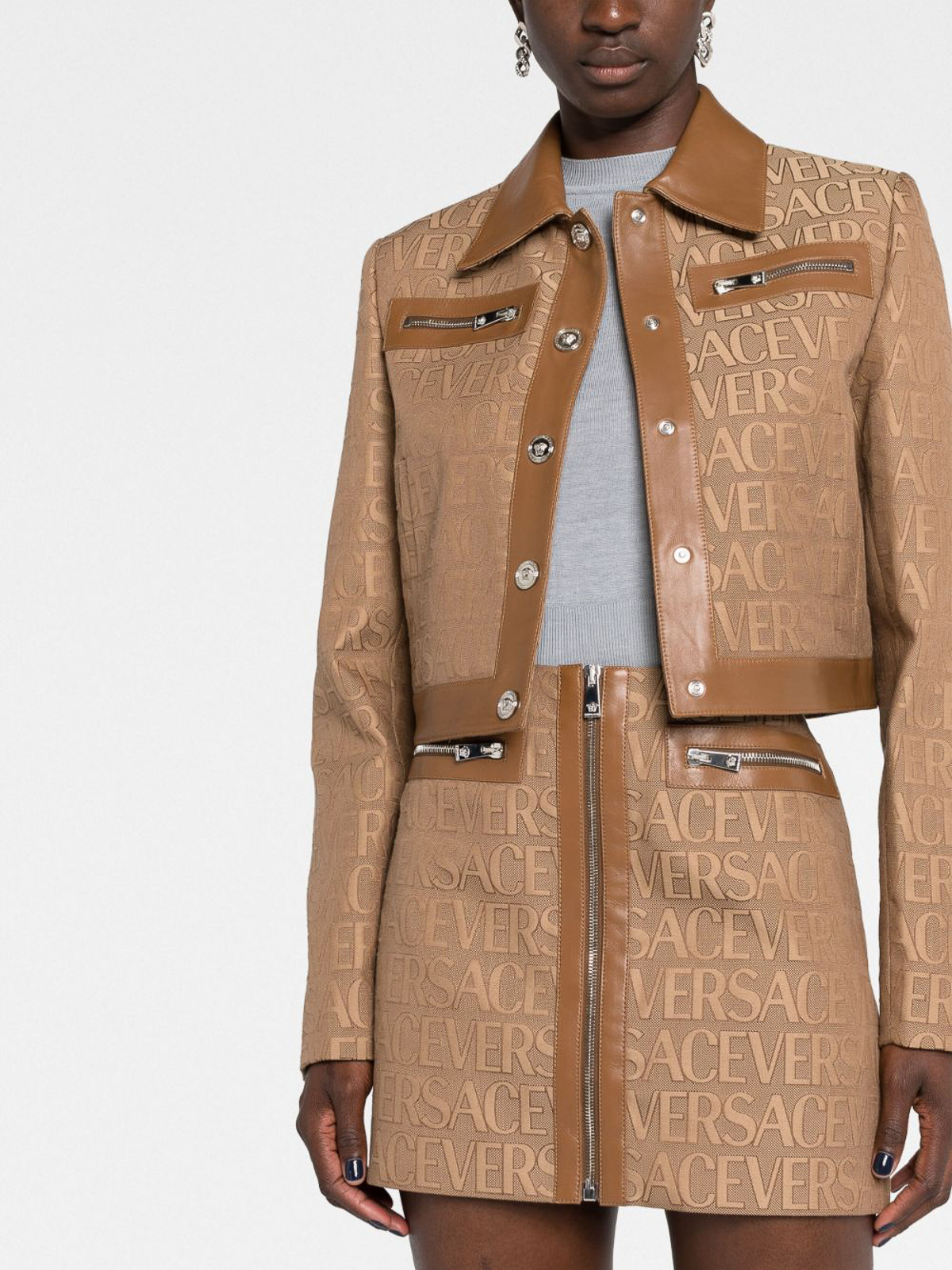 Versace Versace Allover Short Trench Coat for Women
