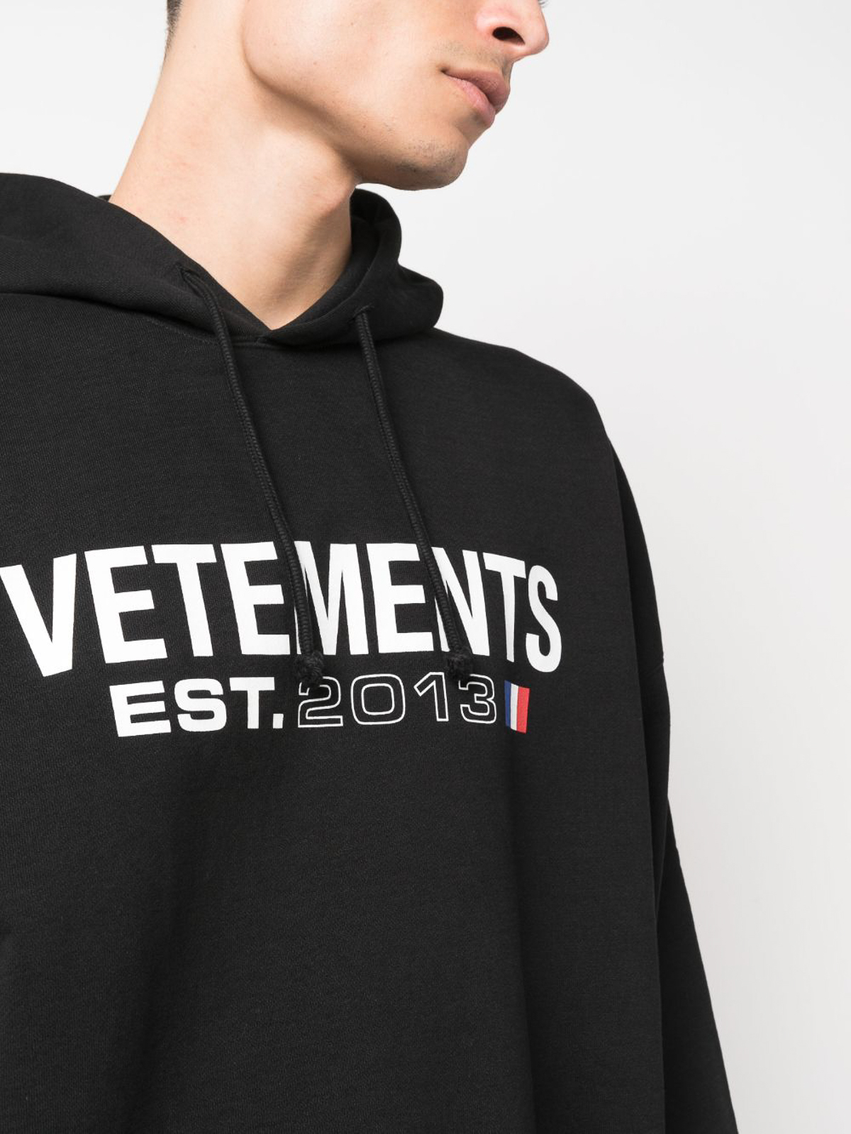 VETEMENTS graphic-print cotton hoodie - Black