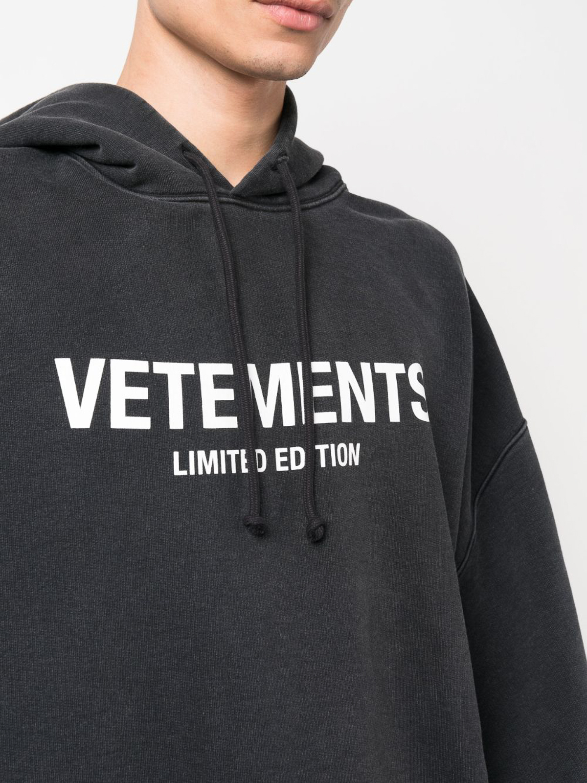 Shop Vetements Logo Cotton Hoodie In Black