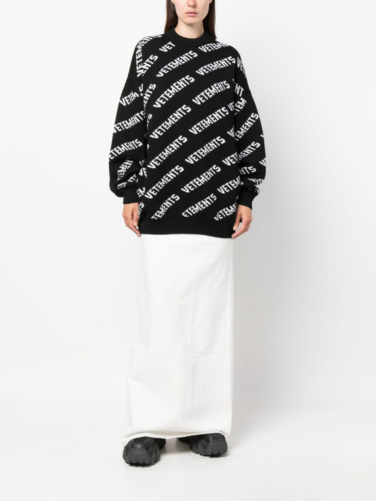 Shop Vetements Monogram Merino Wool Sweater In Black