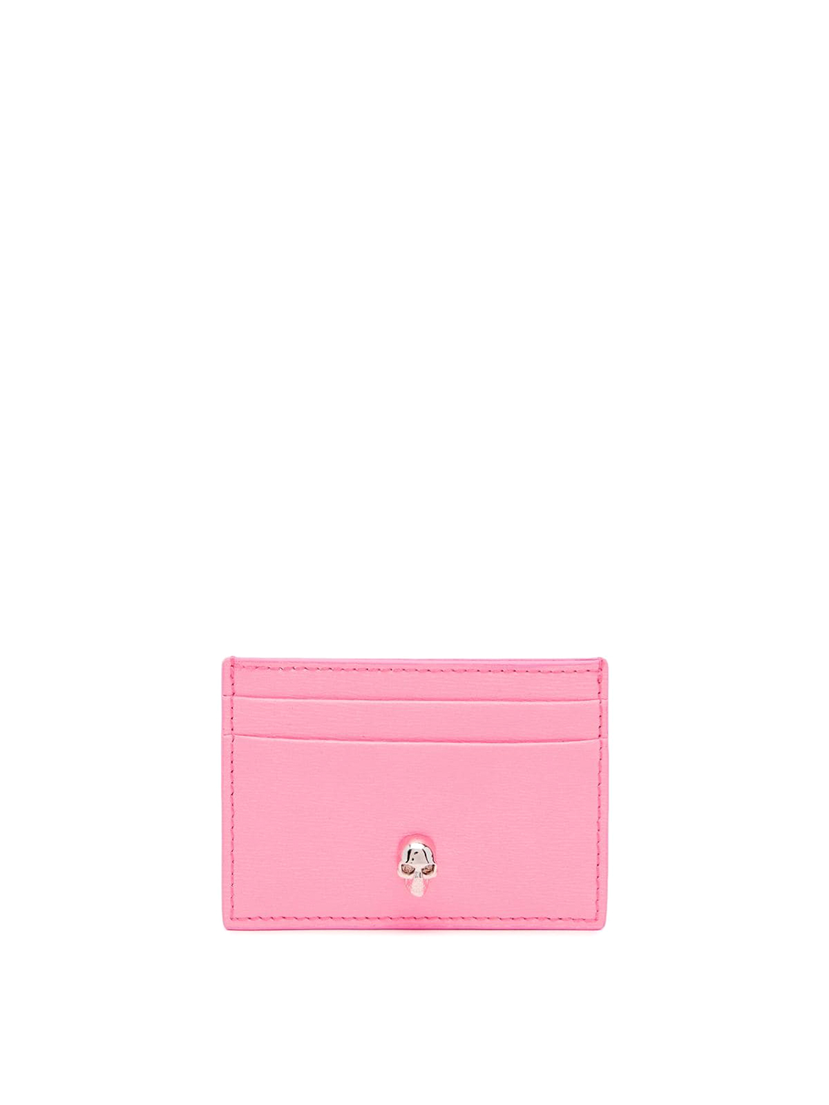 Alexander Mcqueen Skull Leather Credit Card Case In Pink