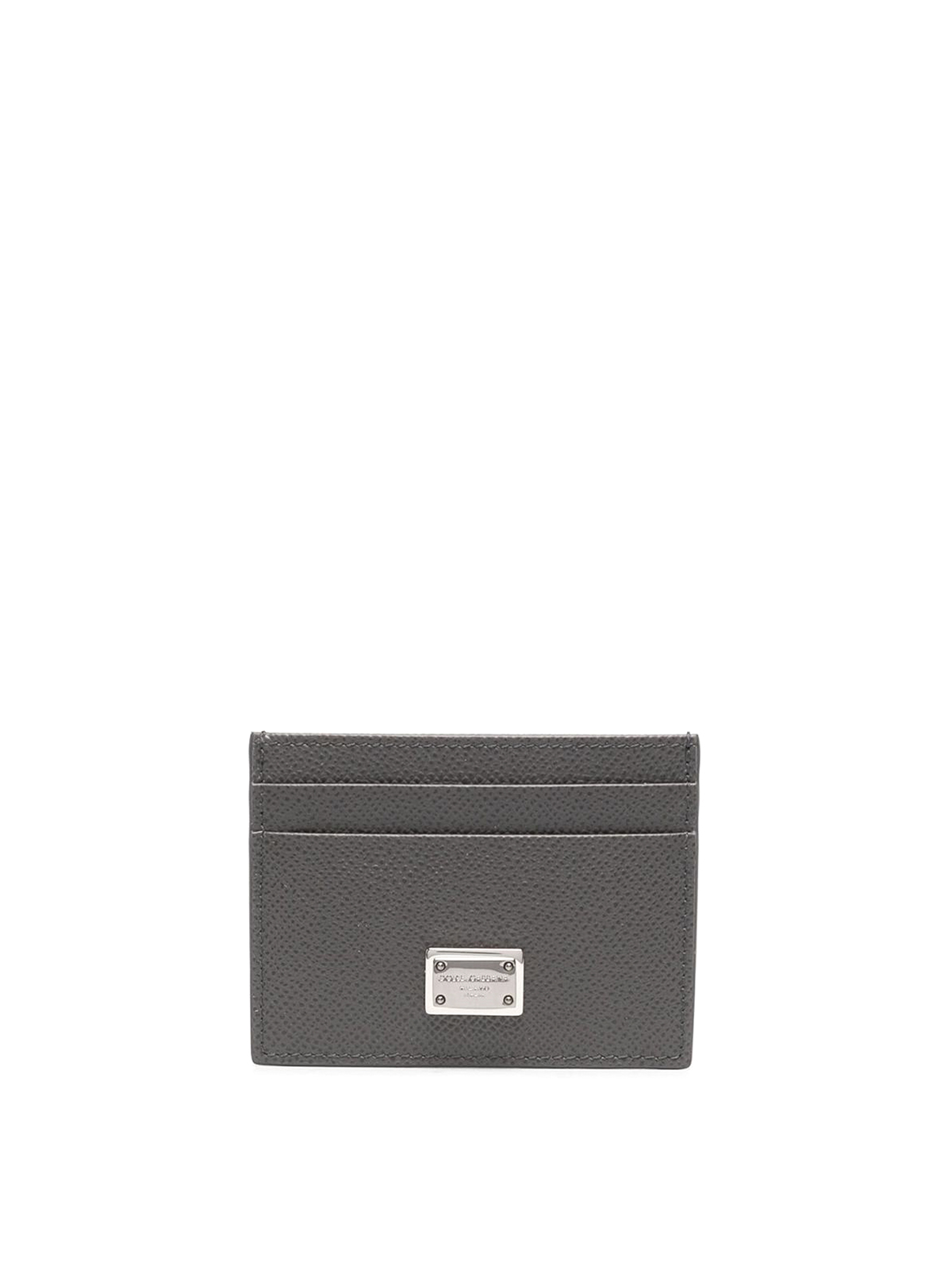 Dolce & Gabbana Leather Credit Card Case In Grey