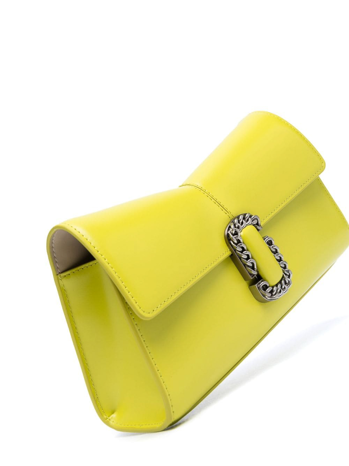 Shop Marc Jacobs Leather Clutch In Yellow