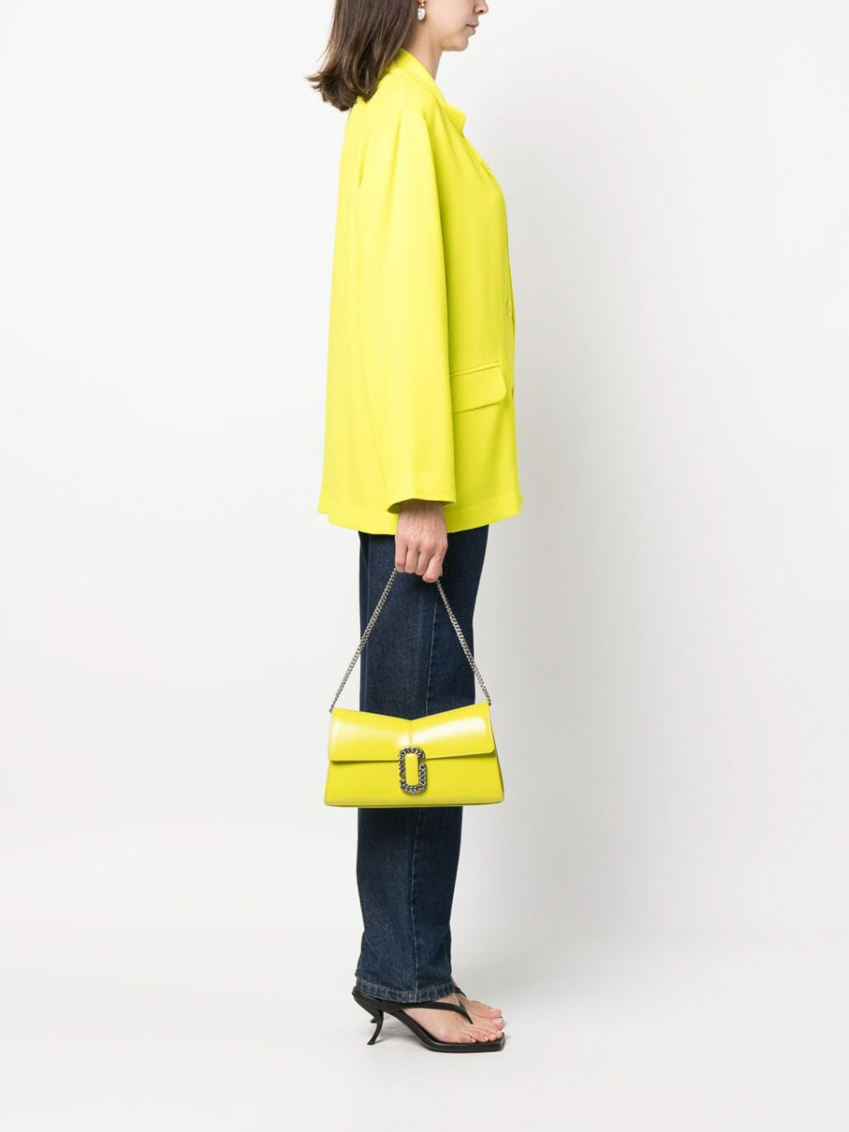 Shop Marc Jacobs Leather Clutch In Yellow