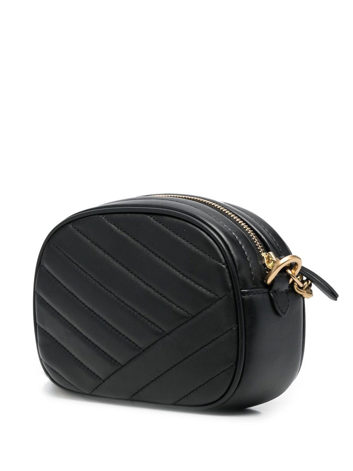 Kira Small Leather Shoulder Bag in Black - Tory Burch
