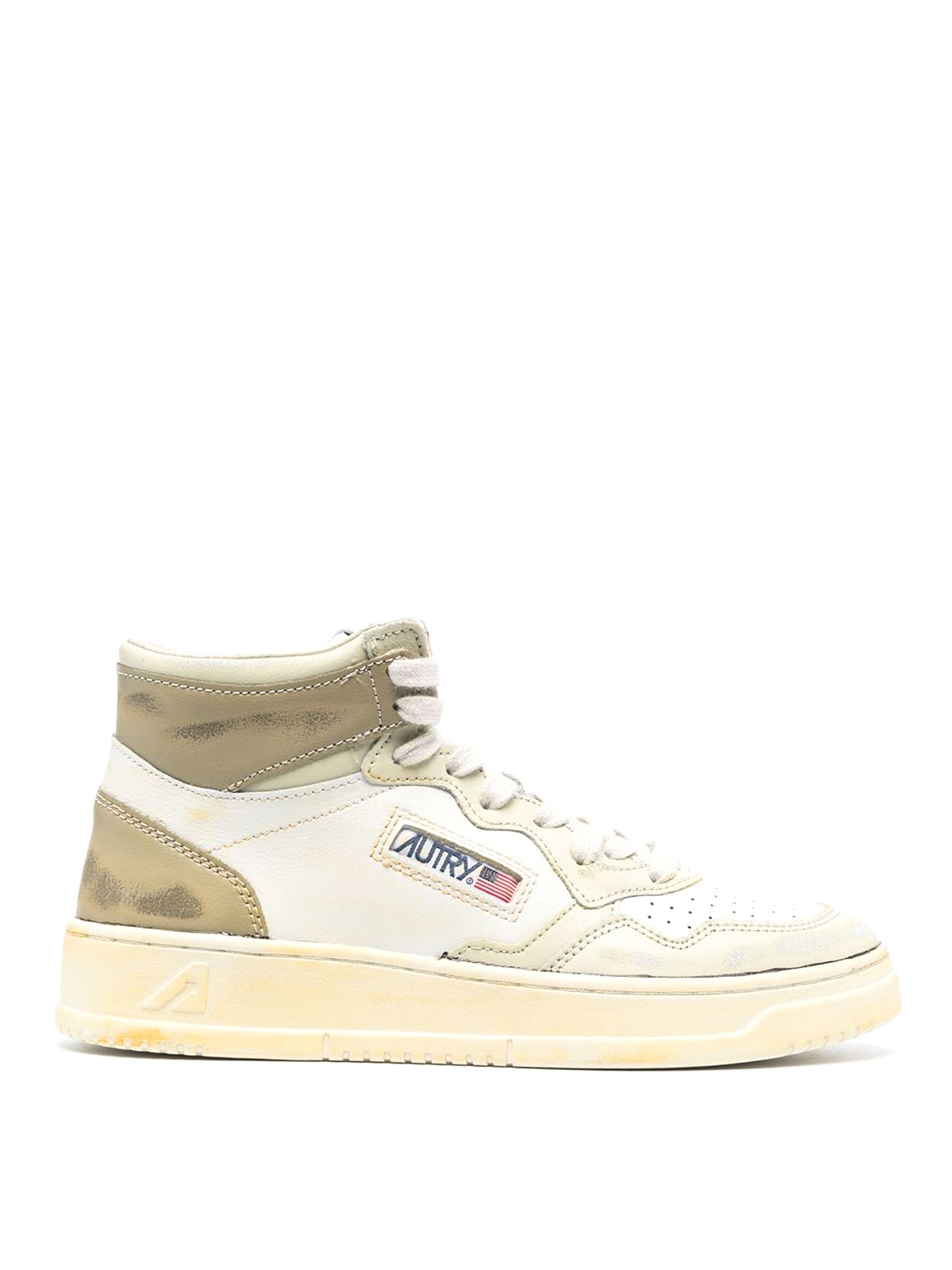 Autry Super Vintage Mid Leather Trainers In Beis