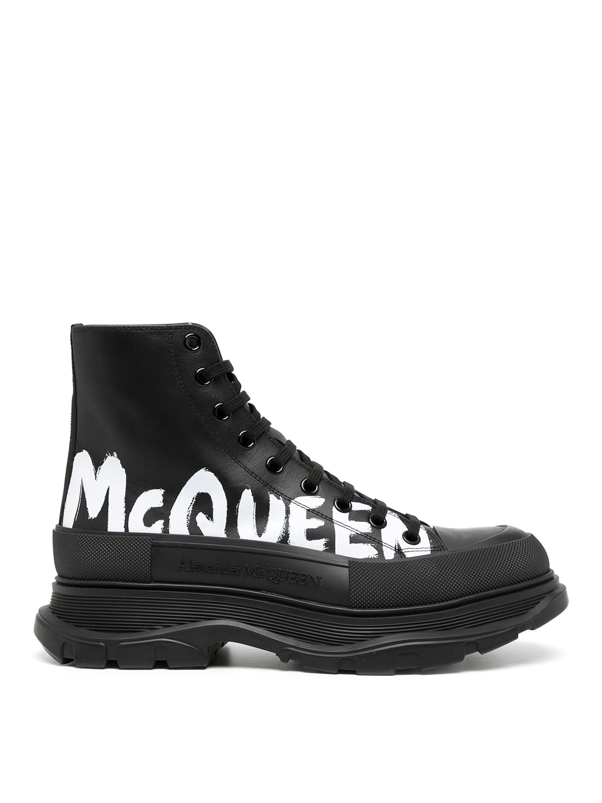 Shop Alexander Mcqueen Tread Slick Ankle Boots In Negro