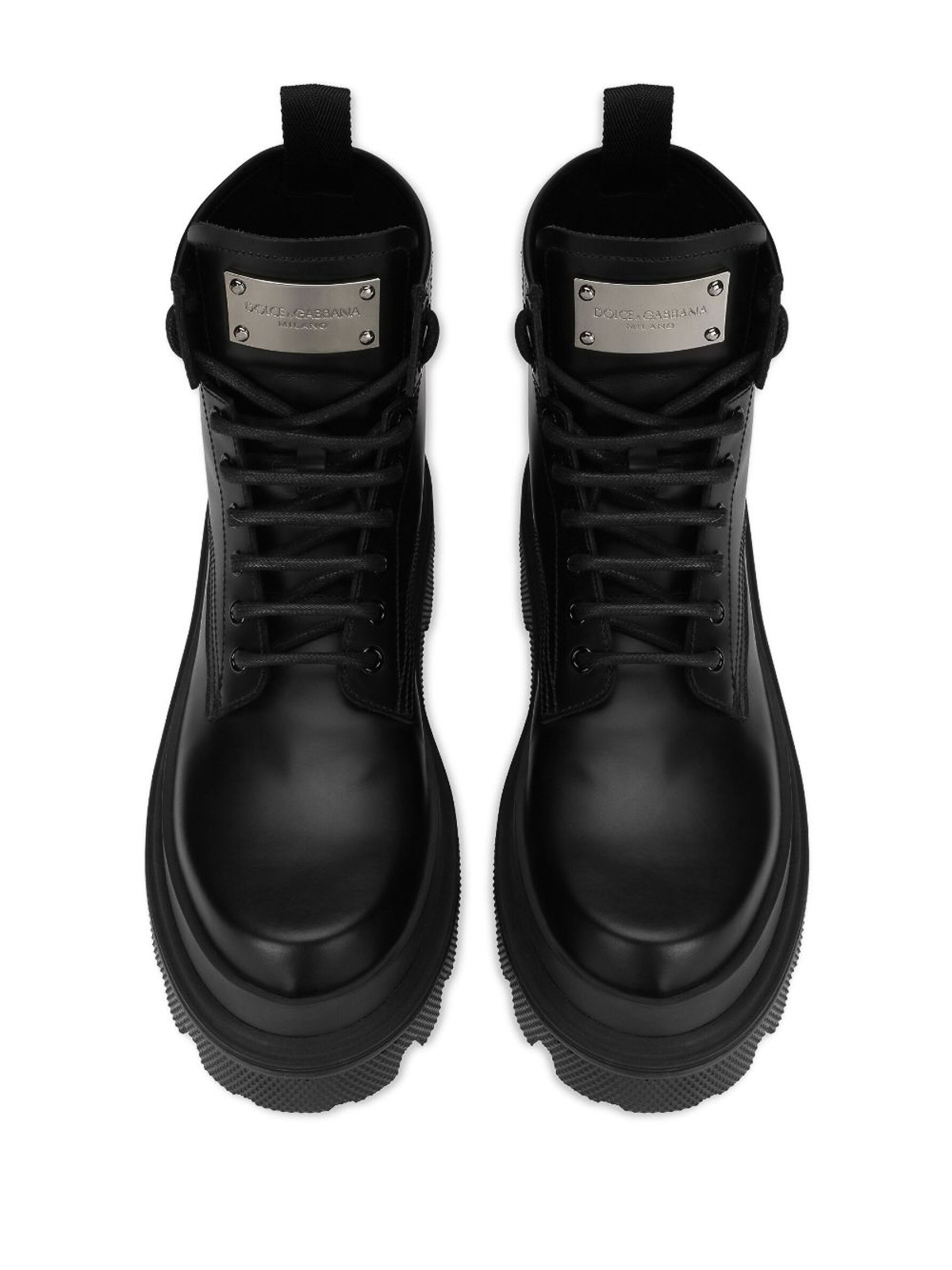 Shop Dolce & Gabbana Leather Laced Up Boots In Black