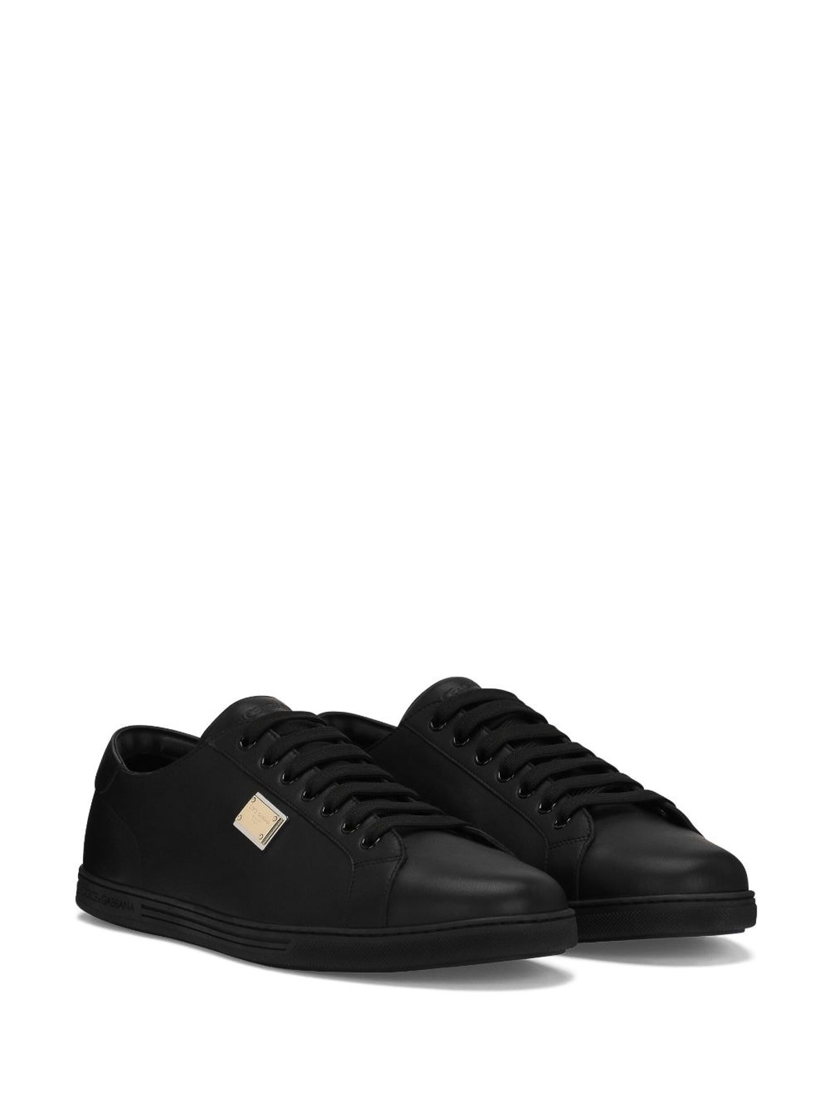 Shop Dolce & Gabbana Saint Tropez Leather Sneakers In Negro