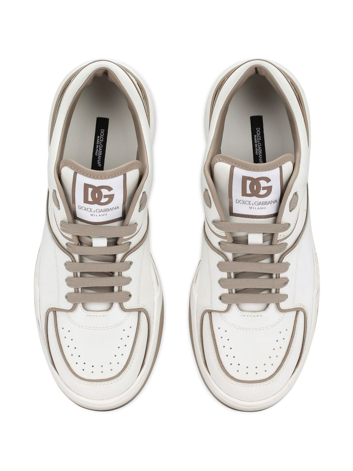 Shop Dolce & Gabbana New Roma Leather Sneakers In Blanco