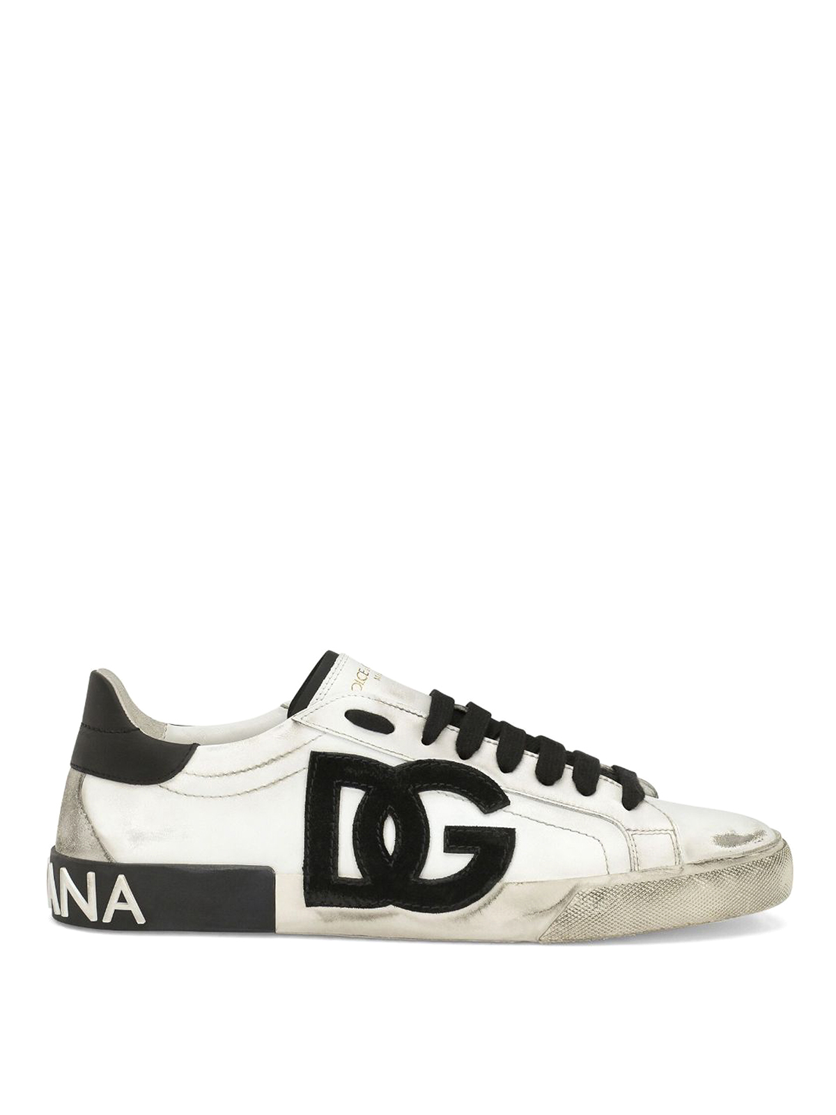 Dolce & Gabbana Logo Leather Trainers In Blanco