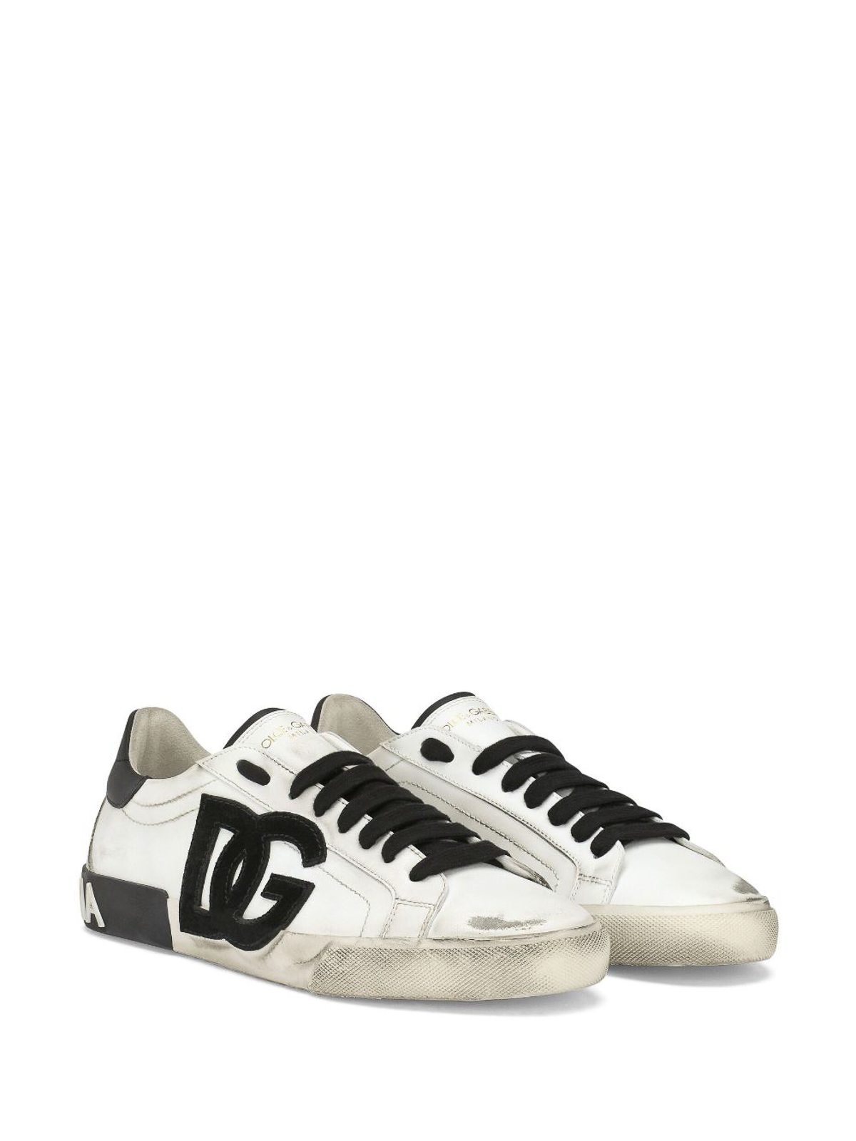 Shop Dolce & Gabbana Logo Leather Sneakers In Blanco