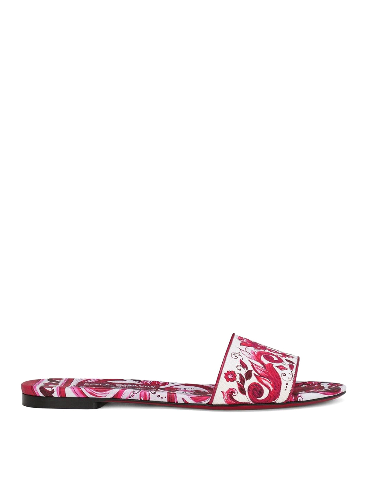 Dolce & Gabbana Majolica-print Flat Slides In Multicolour