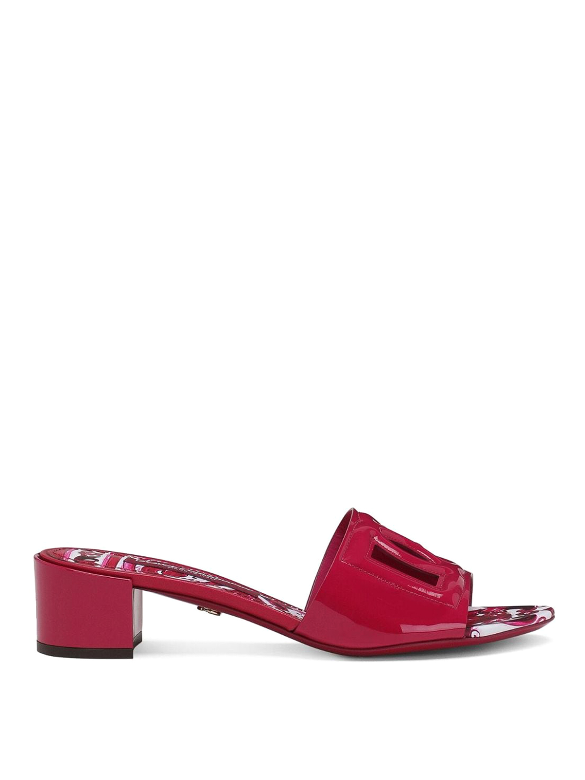 Dolce & Gabbana Dg Patent Leather Mules In Red