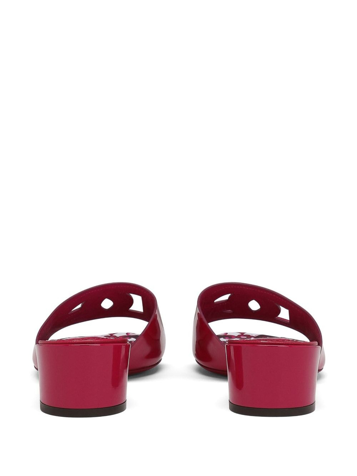 Shop Dolce & Gabbana Dg Patent Leather Mules In Red