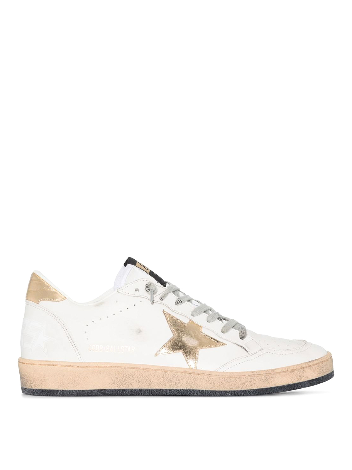 Golden Goose Ball Star Leather Sneakers In Blanco