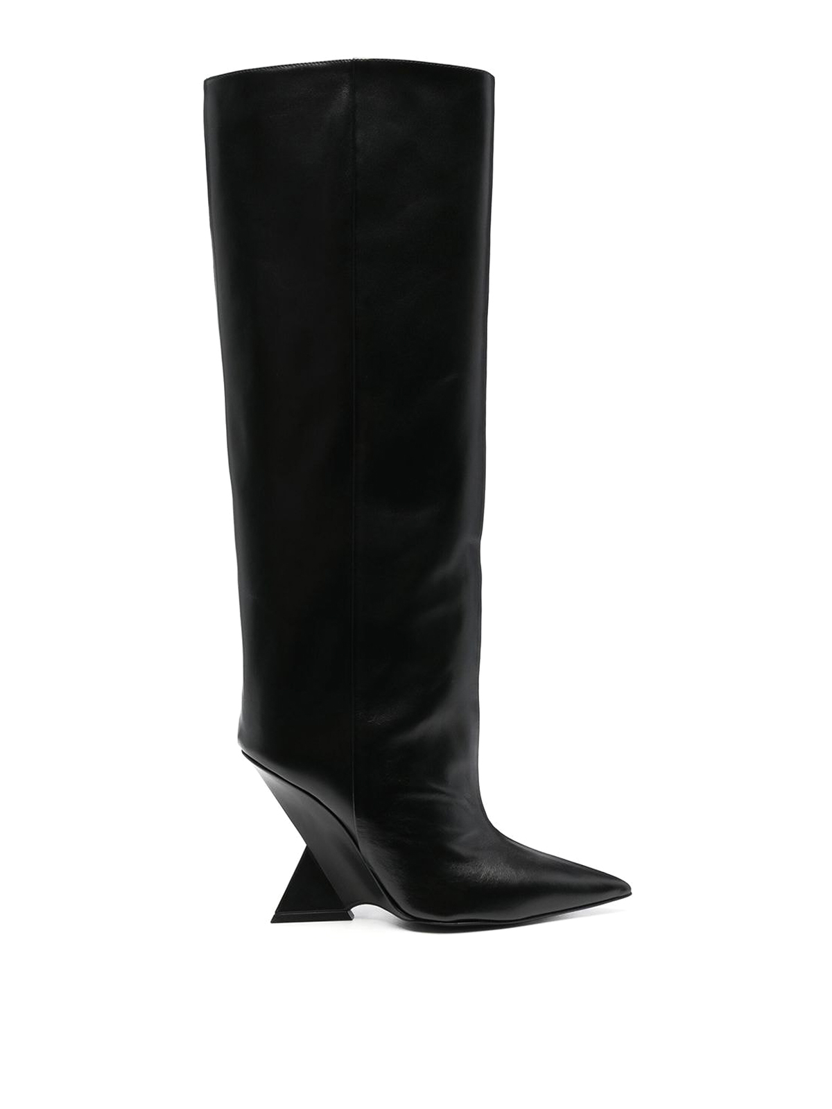 Shop Attico Cheope Leather Heel Boots In Black