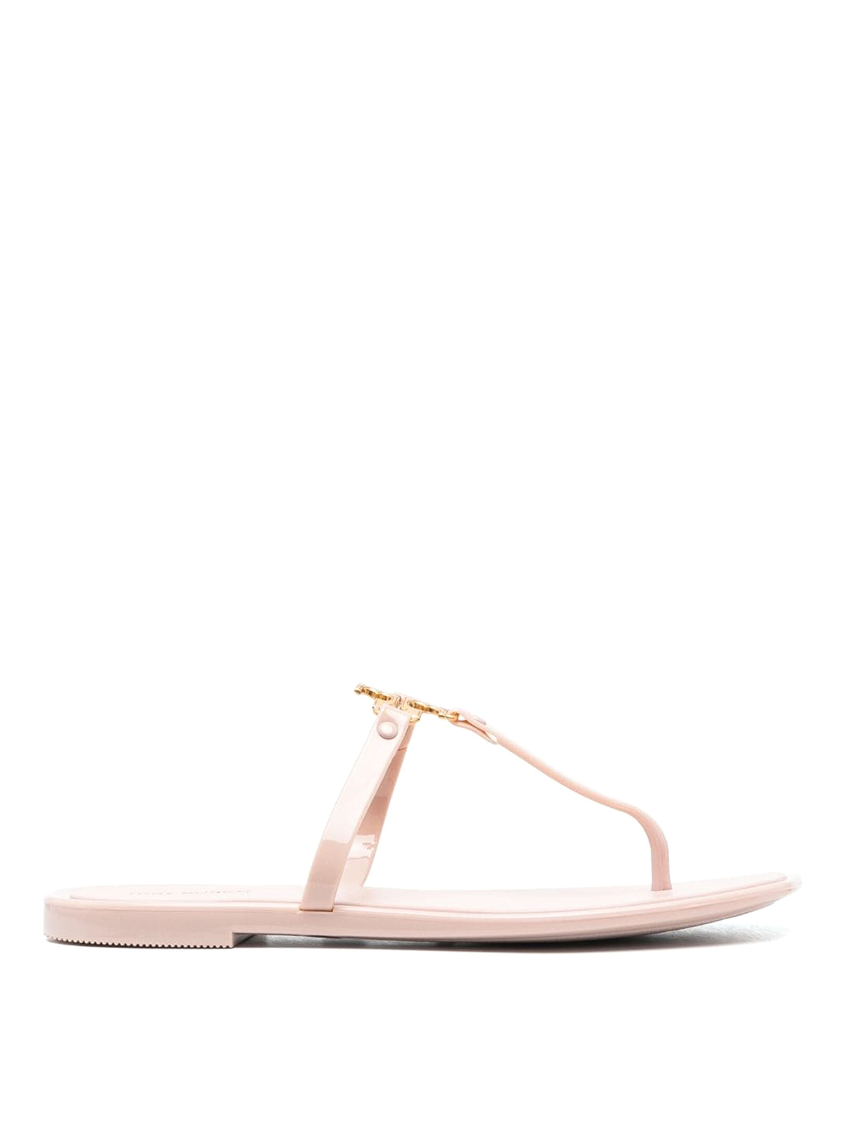 Tory Burch Roxane Jelly Logo-plaque Slides In Nude & Neutrals