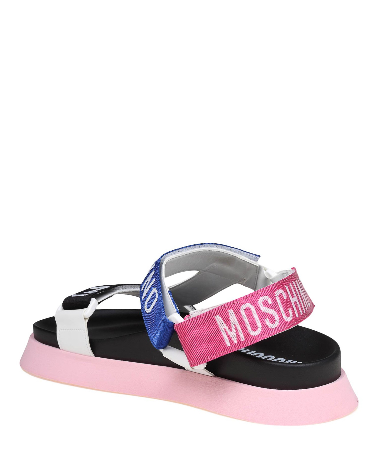Shop Moschino Platform Sandal With Logo In Blue