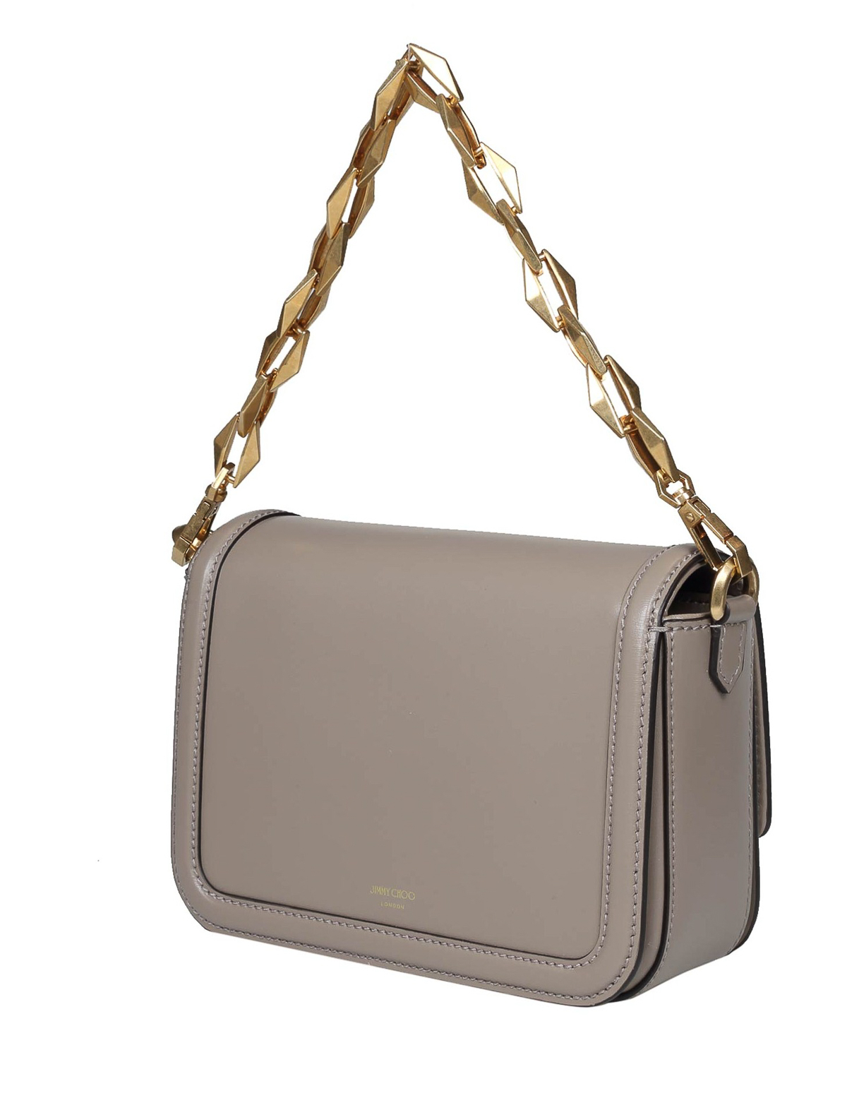 Shop Jimmy Choo Diamond Crossbody Bag In Leather In Taupe