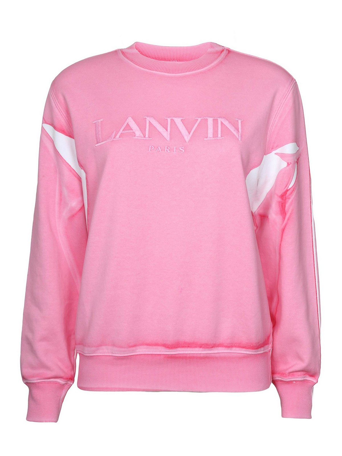 Lanvin Embroidered-logo Crew-neck Sweatshirt In Pink