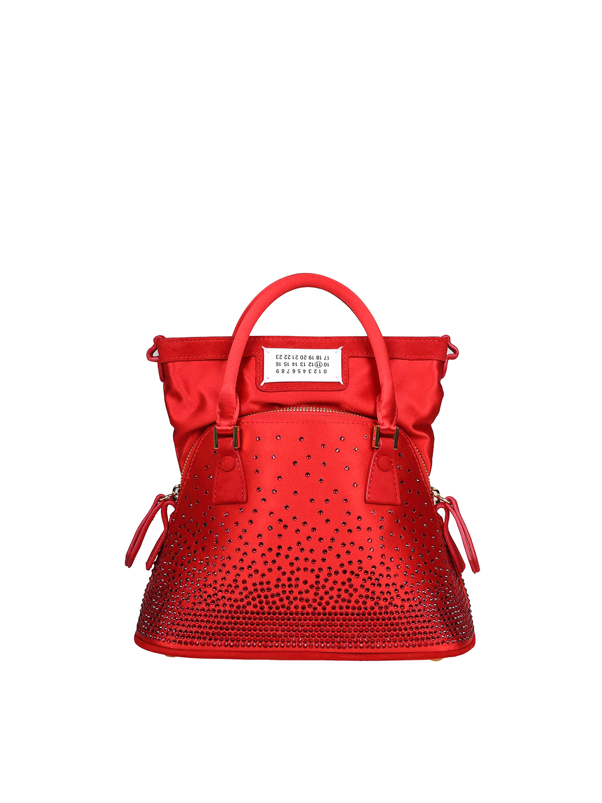 Shop Maison Margiela Mini 5ac Classic In Satin With Crystals In Red