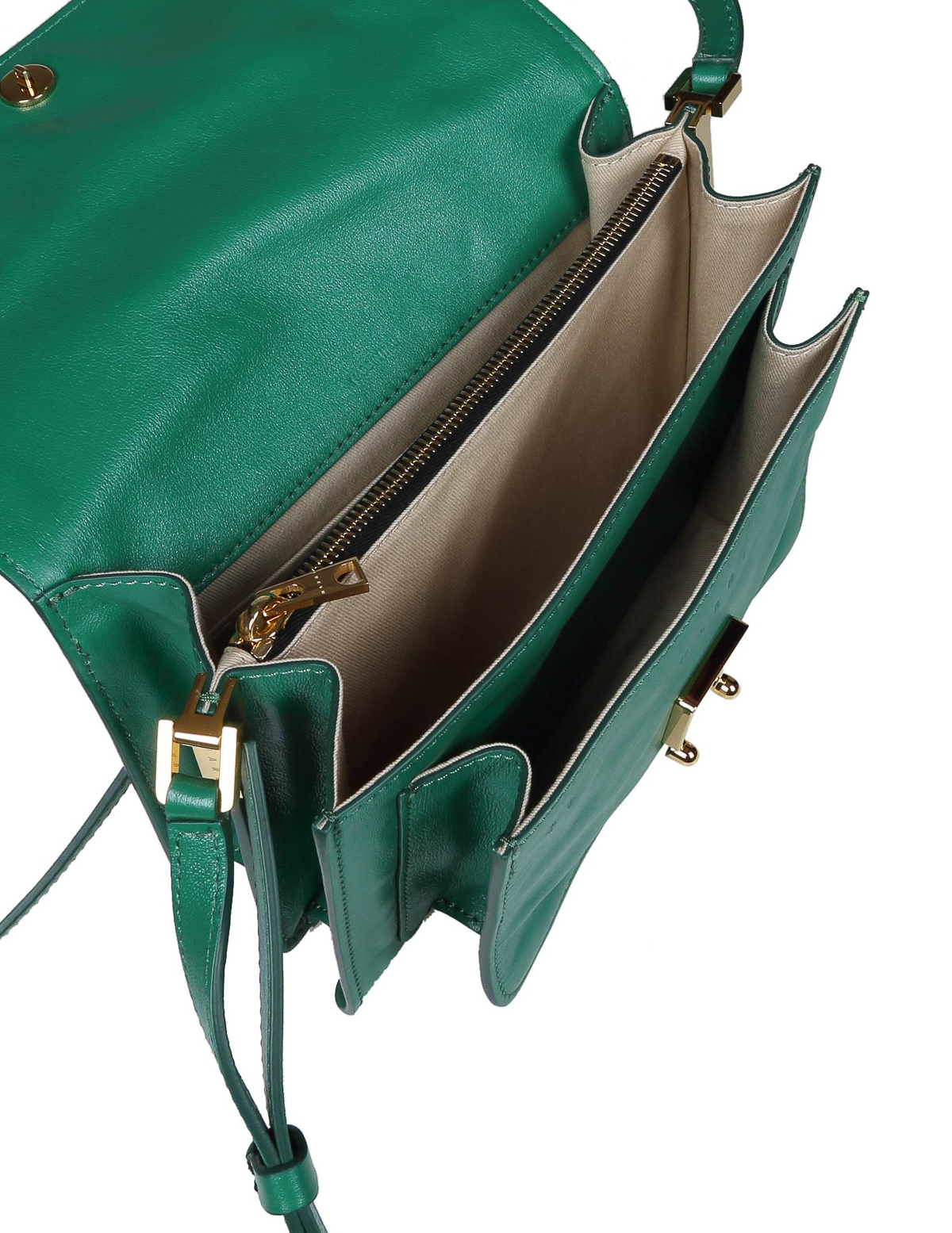 Trunk Leather Shoulder Bag in Green - Marni